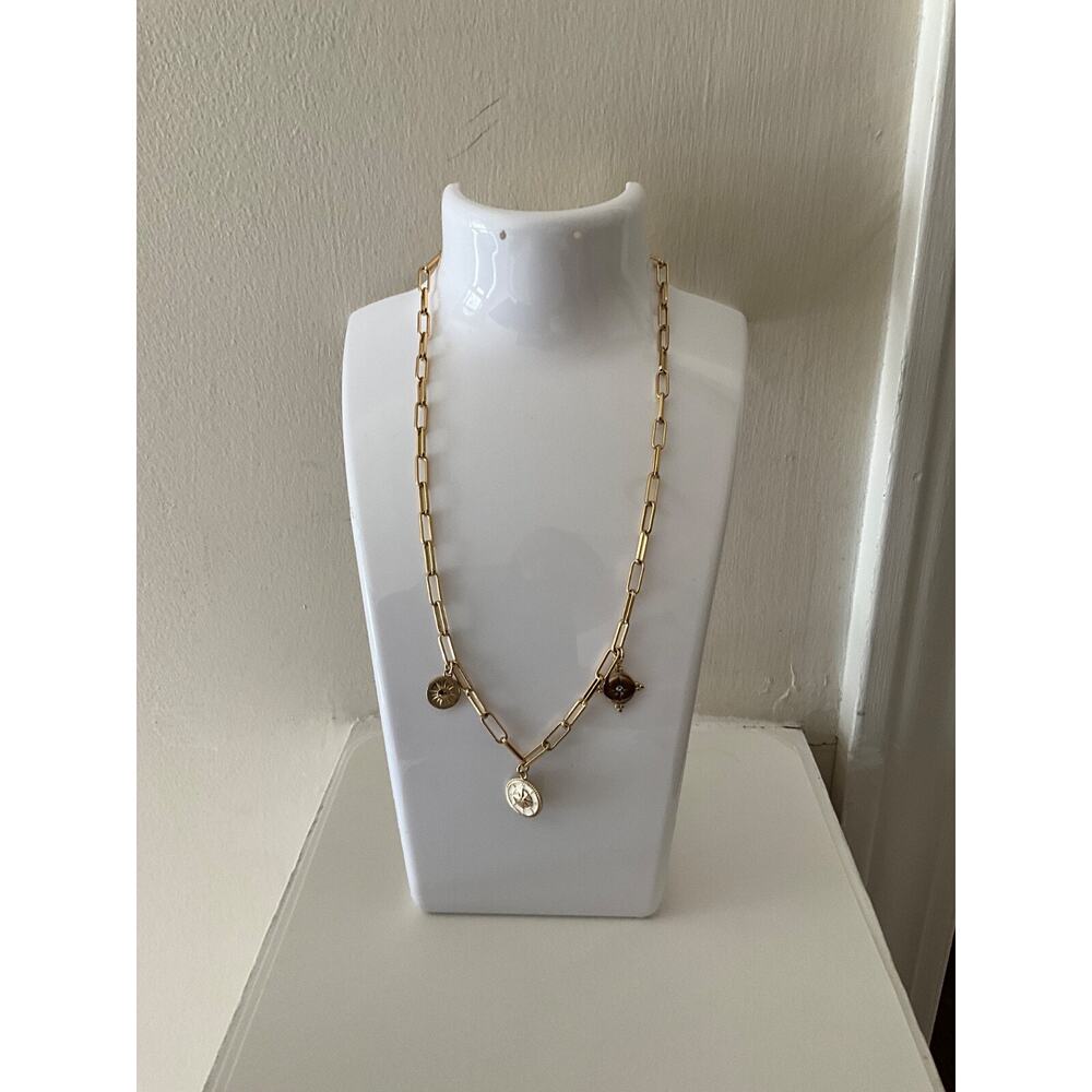 Origami Owl GoldTone Link Statement Necklace With Nautical Dangle Charms 14”
